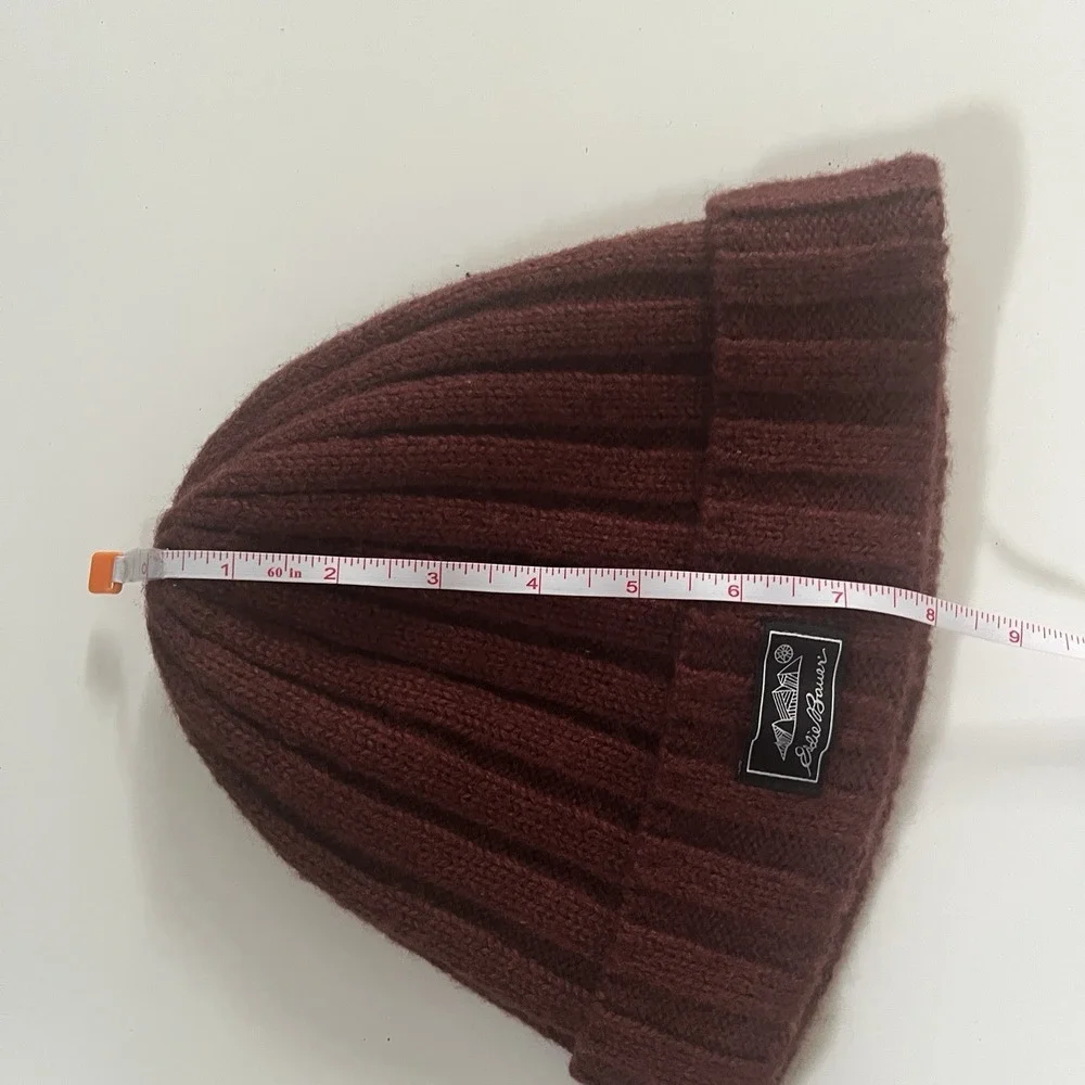 Eddie Bauer Beanie Hat Orange Brown Ribbed One Size Merino Wool Blend Cozy